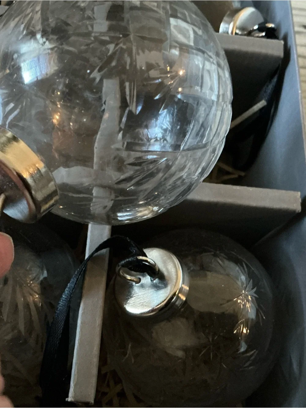 Pottery barn embossed mercury glass ornaments 6-piece set